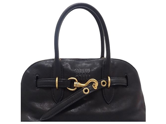Borsa Satchel Miu Miu Aventure Piccola in Nappa Nera Nero - vista 11