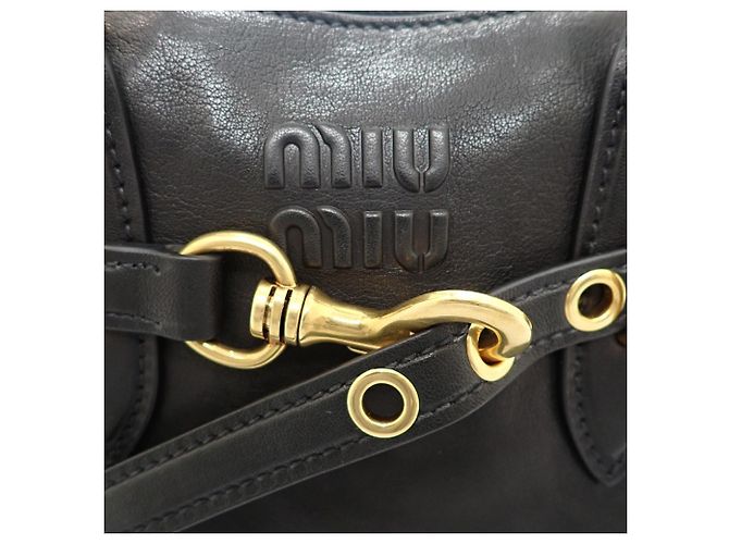 Borsa Satchel Miu Miu Aventure Piccola in Nappa Nera Nero - vista 6