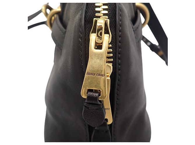 Borsa Satchel Miu Miu Aventure Piccola in Nappa Nera Nero - vista 7