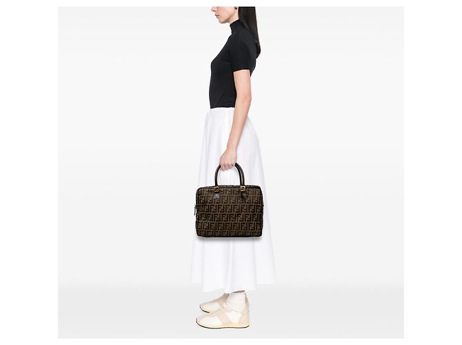 Borsa business Fendi in tela Zucca marrone - vista 6