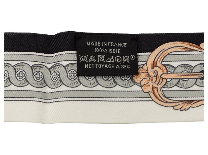 Twilly in seta Hermès Gray Bride de Cour Marrone - vista 3