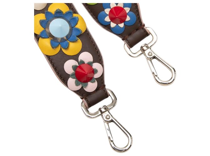 Tracolla Fendi Flowerland in vitello marrone Marrone scuro - vista 5