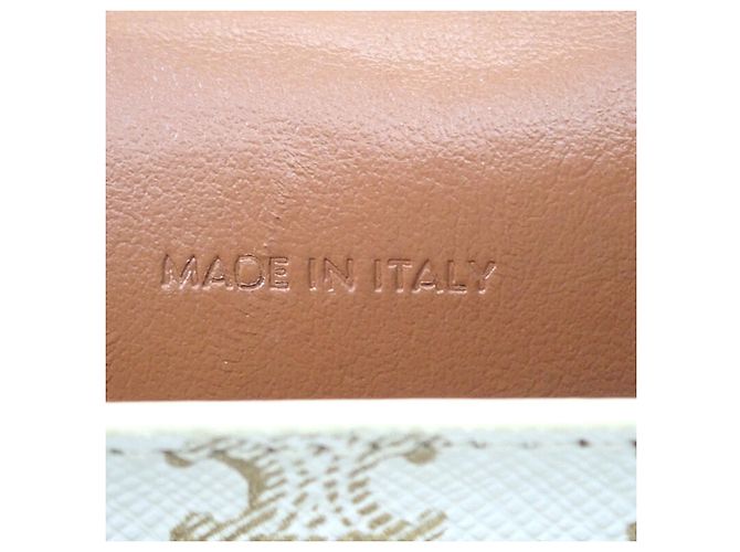 Céline Borsetta cellulare a tracolla con patta Celine Triomphe in tela rivestita bianca Bianco - vista 6