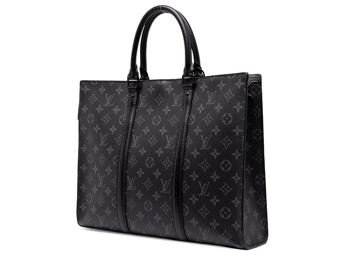 Louis Vuitton Black Monogram Eclipse Sac Plat Horizontal Zipper Preto - vista 2
