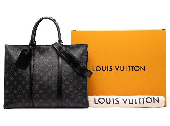 Louis Vuitton Black Monogram Eclipse Sac Plat Horizontal Zipper Preto - vista 7