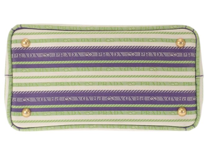 Borsa Tote Prada Small in tela Canapa a righe viola con logo Porpora - vista 3