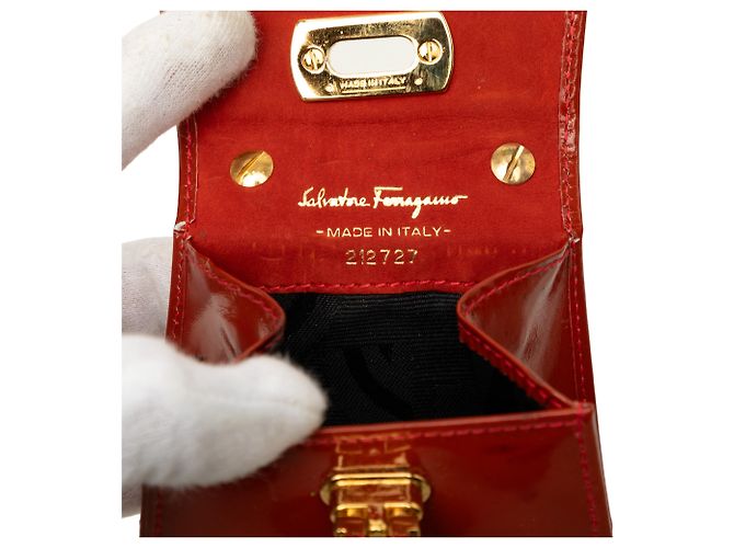 Salvatore Ferragamo Borsa a catena Mini Patent Gancini Lock Ferragamo Marrone - vista 5
