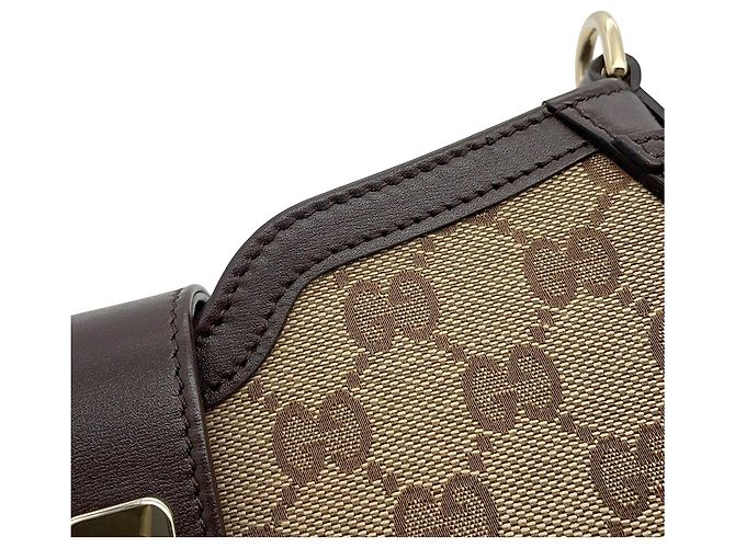 Gucci Mini GG Canvas Web Moon Side Schultertasche Beige - Ansicht 6