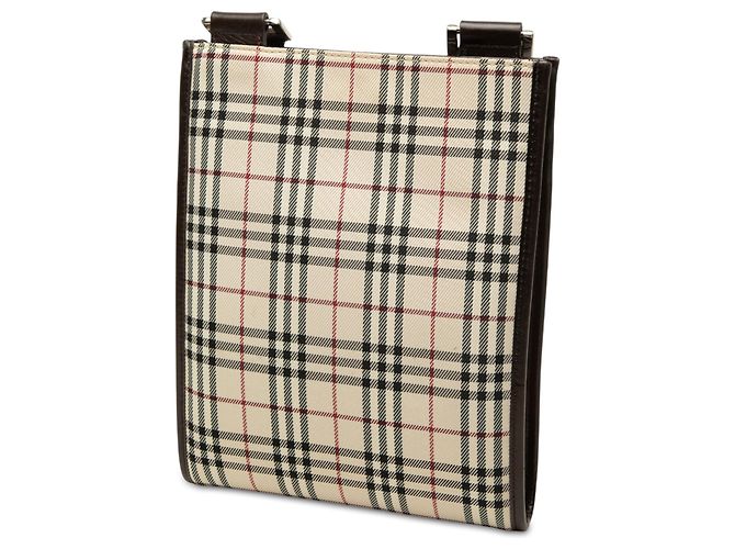 Borsa a tracolla Burberry Beige House Check Canvas - vista 2