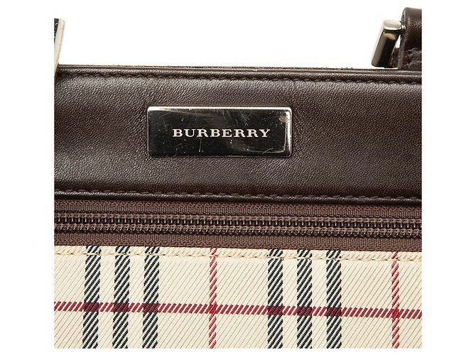 Borsa a tracolla Burberry Beige House Check Canvas - vista 5