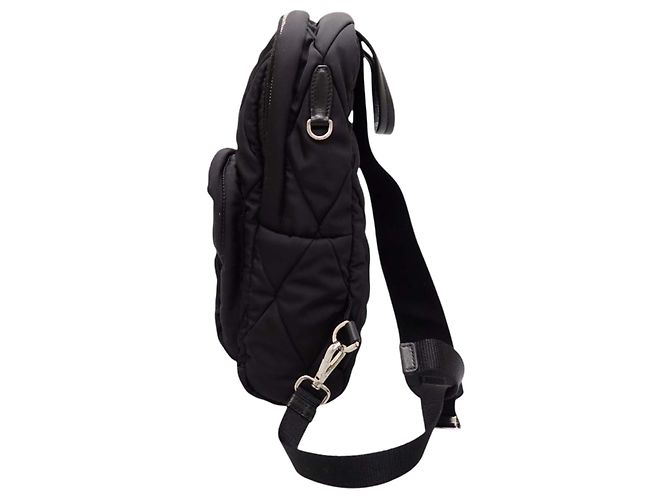 Prada Black Impuntu Tessuto Sling Rucksack Schwarz - Ansicht 15