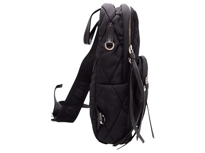 Prada Black Impuntu Tessuto Sling Rucksack Schwarz - Ansicht 16