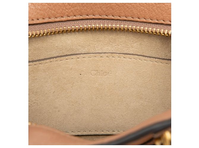 Borsa Satchel Pixie Signature Chloé in vitello e camoscio marrone Mini - vista 5