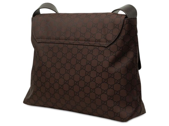 Borsa a tracolla Gucci in nylon GG marrone Marrone scuro - vista 2