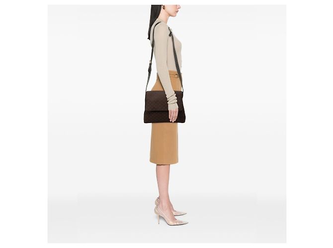 Borsa a tracolla Gucci in nylon GG marrone Marrone scuro - vista 6