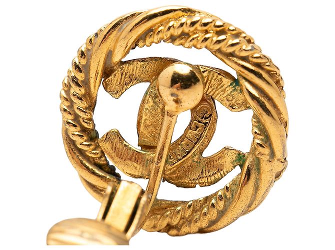 Orecchini a clip rotondi intrecciati Chanel Gold CC placcati oro D'oro - vista 3