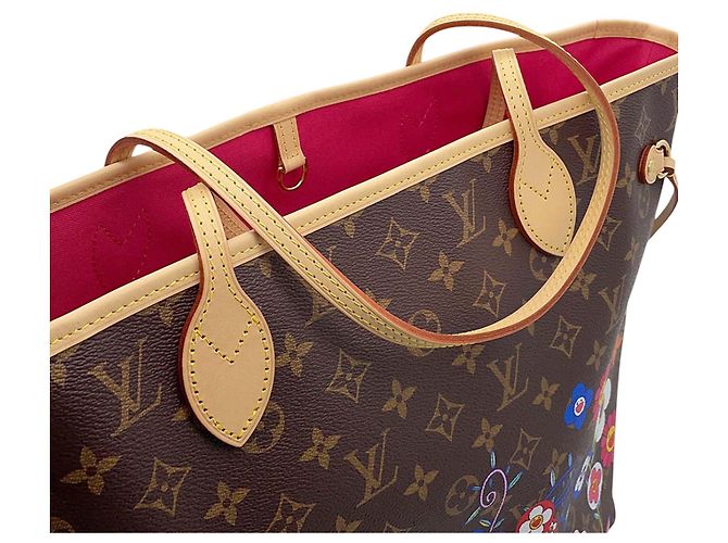 Louis Vuitton Brown Takashi Murakami Monogram Superflat Floral Neverfull MM Braun - Ansicht 6