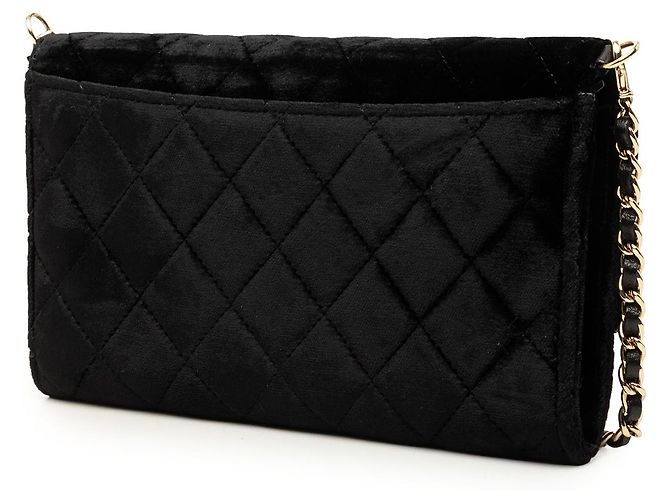 Wallet On Chain Cartera Chanel Black CC Quilted Velvet con cadena desmontable Negro - vista 2