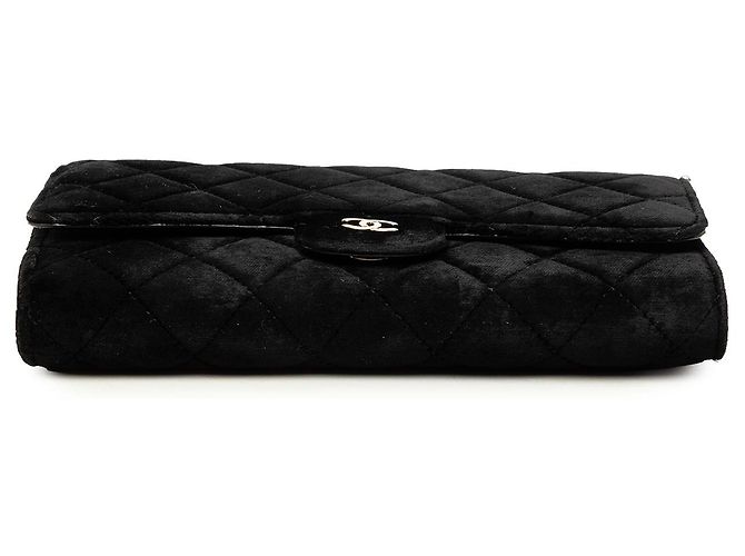 Wallet On Chain Cartera Chanel Black CC Quilted Velvet con cadena desmontable Negro - vista 3