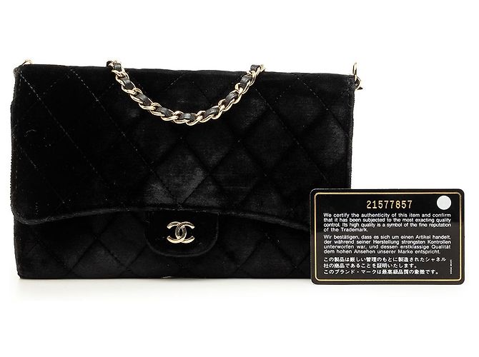 Wallet On Chain Cartera Chanel Black CC Quilted Velvet con cadena desmontable Negro - vista 7