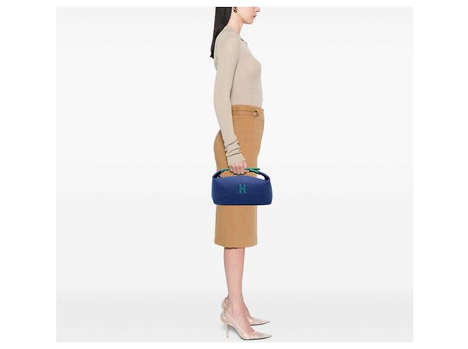 Étui Hermès Blue Small Toile Bride A Brac Case Bleu Bleu foncé - vue 6