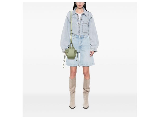 Sac Hammock Mini en cuir vert à cordon de serrage LOEWE - vue 6