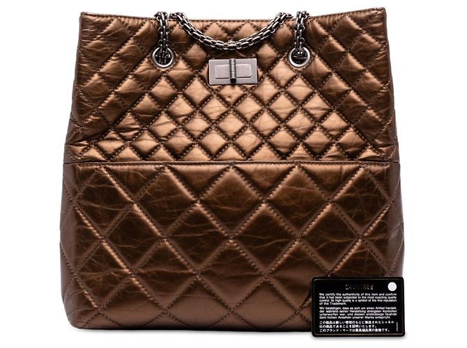 Borsa Chanel Reissue 2.55 in pelle di vitello invecchiata metallizzata matelassé marrone Bronzo - vista 7