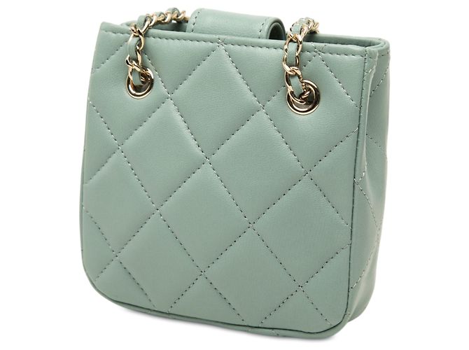 Chanel Mini CC Quilted Lambskin Chain Crossbody Verde - vista 2