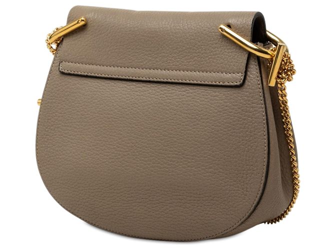 Chloé Mini Borsa a Tracolla Drew in Pelle di Agnello Martellata Marrone Taupe - vista 2