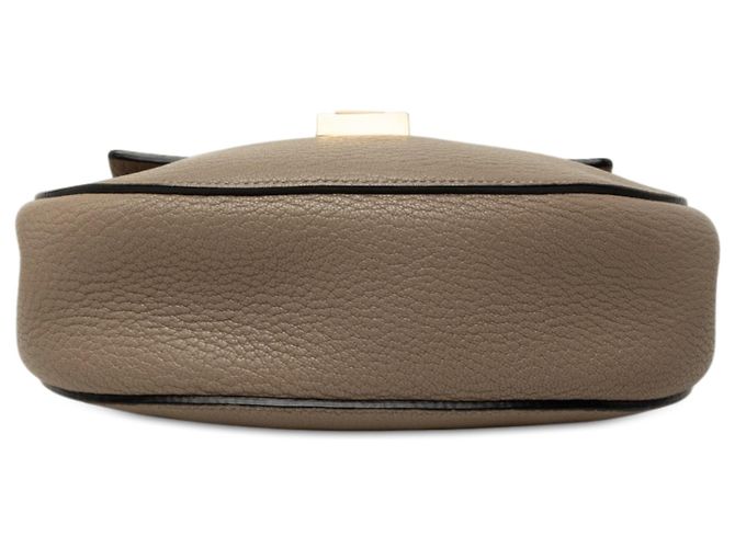 Chloé Mini Borsa a Tracolla Drew in Pelle di Agnello Martellata Marrone Taupe - vista 3