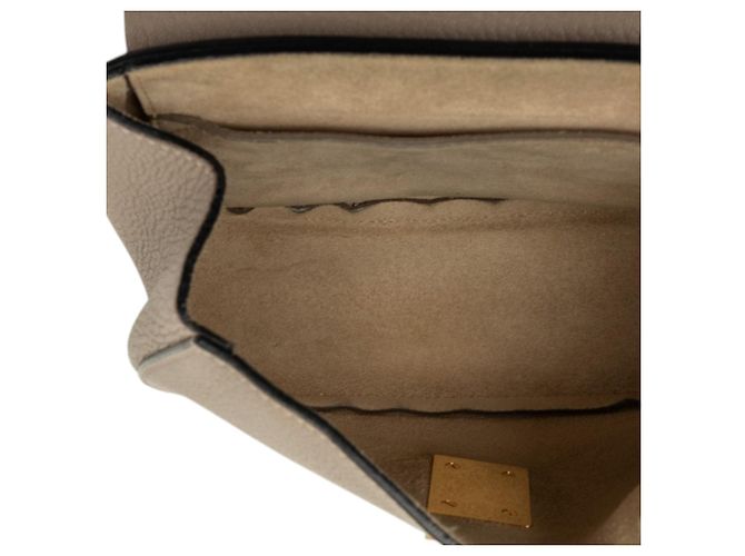 Chloé Mini Borsa a Tracolla Drew in Pelle di Agnello Martellata Marrone Taupe - vista 4