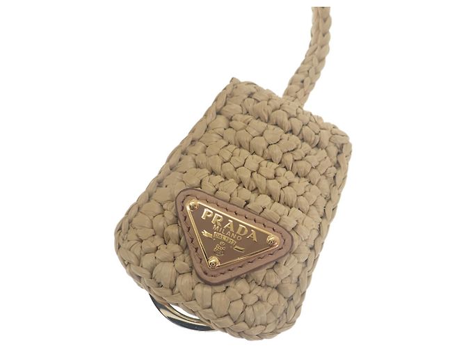 Prada Brique Crossbody-Tasche aus Raffia-Häkeloptik in Beige - Ansicht 10