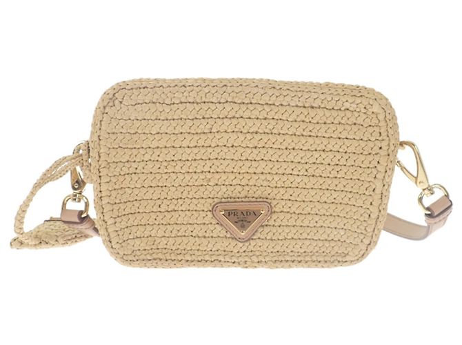 Prada Brique Crossbody-Tasche aus Raffia-Häkeloptik in Beige - Ansicht 2