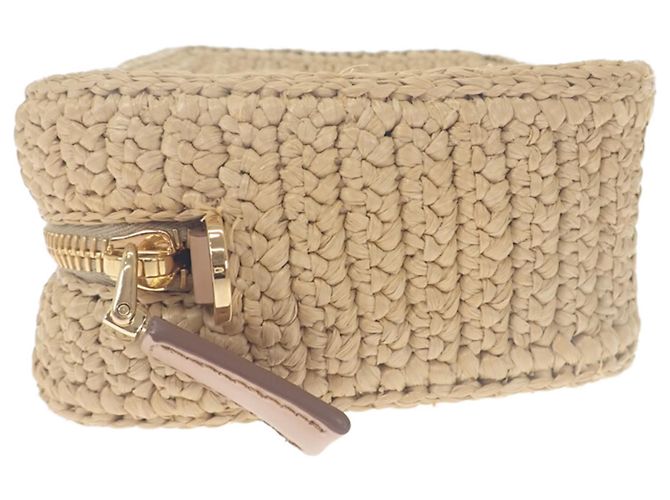 Prada Brique Crossbody-Tasche aus Raffia-Häkeloptik in Beige - Ansicht 8