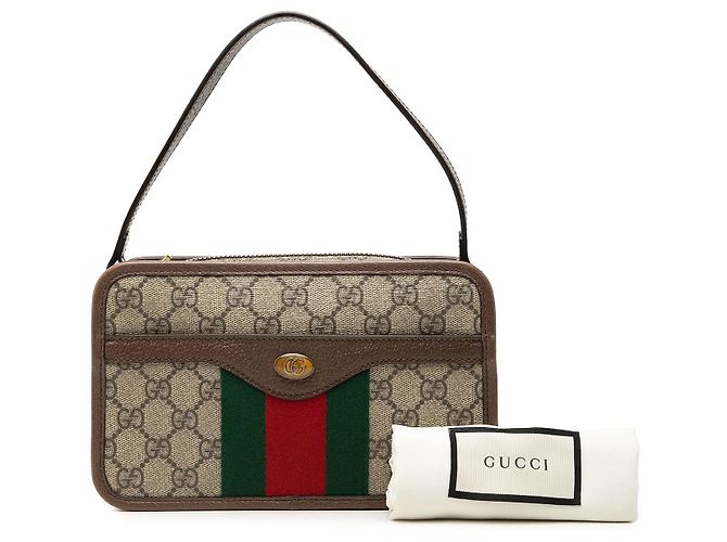 Borsa Gucci Beige Small GG Supreme Web Ophidia Top Handle Bag - vista 7