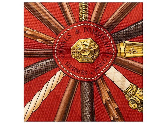 Foulard di seta Hermès Red Cannes et Pommeaux 90 Rosso - vista 4