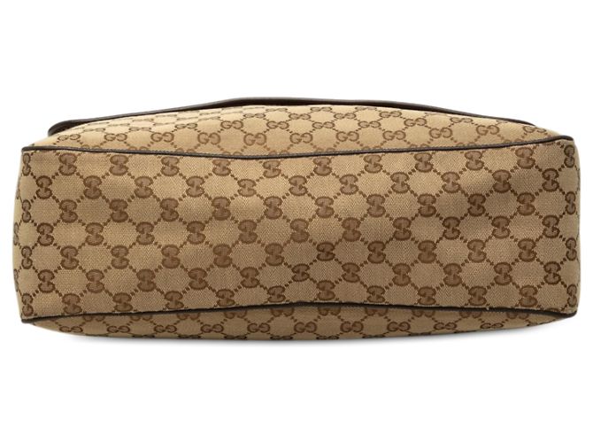 Bolsa Messenger com Aba Gucci em Lona GG Bege e Web - vista 3