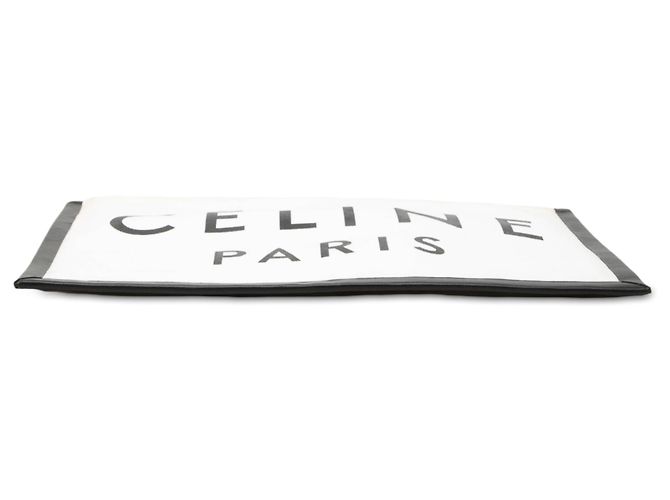 Céline Clutch Celine in tela bianca con logo Bianco Bianco sporco - vista 3