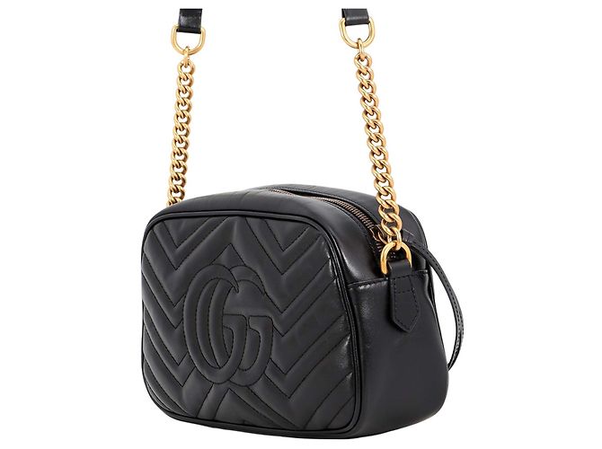 Gucci Borsa a tracolla GG Marmont Matelassé in pelle di vitello nera Small Nero - vista 2