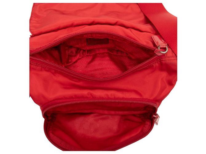 Bolsa Messenger Prada Red Tessuto Zip Buckle Vermelho - vista 4