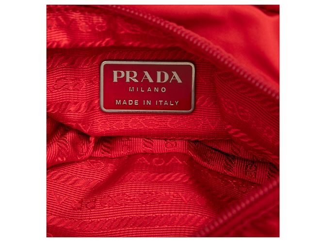 Bolsa Messenger Prada Red Tessuto Zip Buckle Vermelho - vista 5