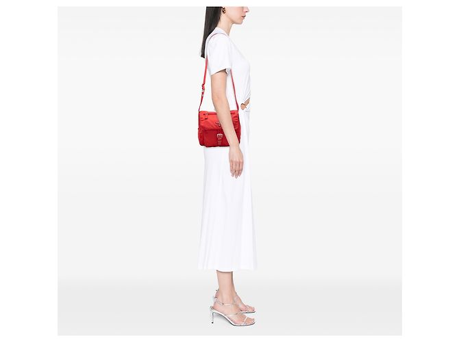 Bolsa Messenger Prada Red Tessuto Zip Buckle Vermelho - vista 6