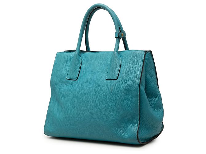 Sac cabas convertible ouvert Prada Blue Vitello Daino Bleu Turquoise - vue 2