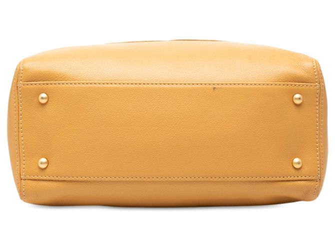 Borsa a tracolla con catena Chanel in vitello marrone CC Caramello - vista 3