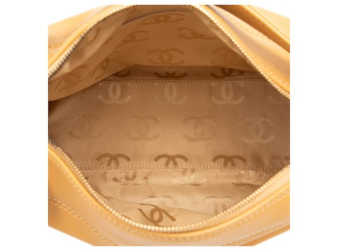 Borsa a tracolla con catena Chanel in vitello marrone CC Caramello - vista 4