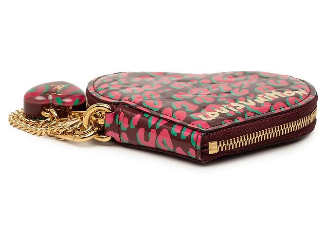 Louis Vuitton Red Stephen Sprouse Monogram Vernis Leopard Heart Coin Pouch Roja - vista 3