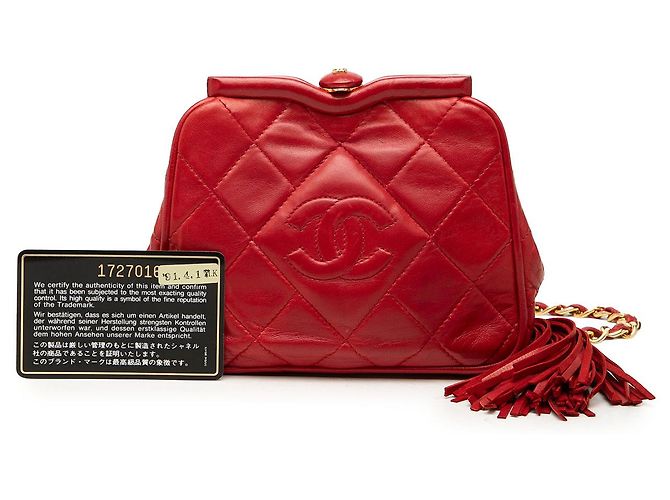 Chanel Red CC gesteppte Lammleder Frame Gürteltasche Rot - Ansicht 7