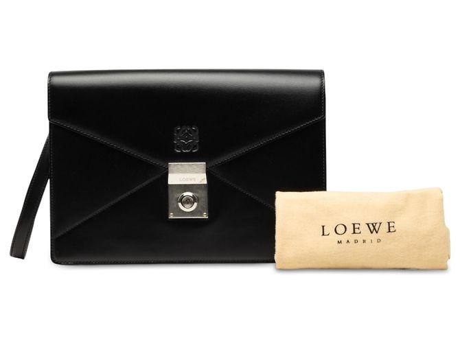 Pouch da polso a busta Anagram LOEWE in pelle nera Nero - vista 8