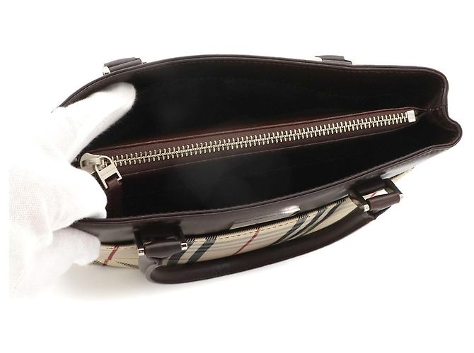 Burberry Nova Check Handtasche Beige Dunkelbraun - Ansicht 6
