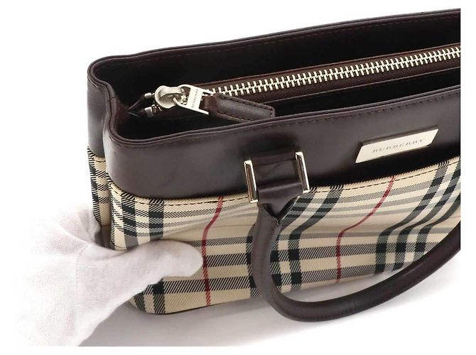 Burberry Nova Check Handtasche Beige Dunkelbraun - Ansicht 9